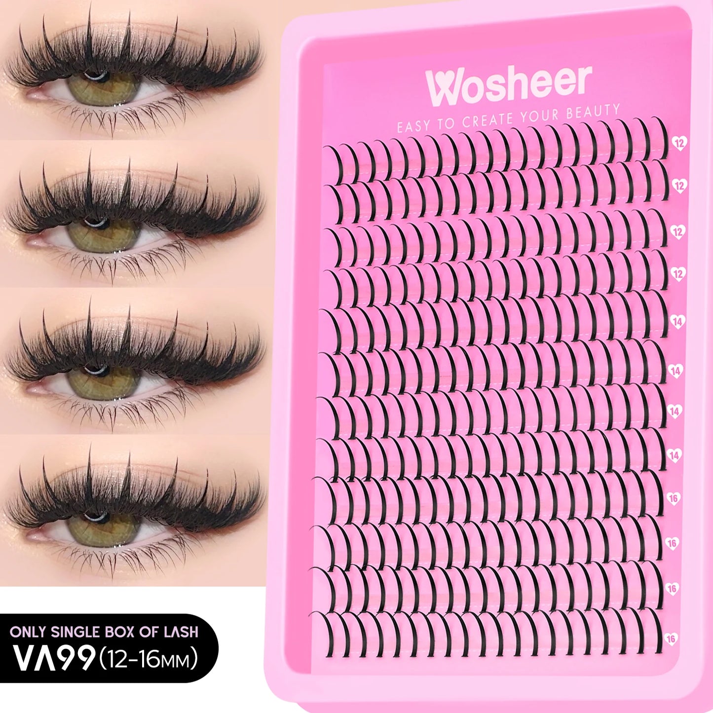 WOSHEER Lash Clusters Kit Lash Spikes Eyelash Clusters Volume Individual Lashes DIY Spiky Lash Extension Manga Clusters Eyelash