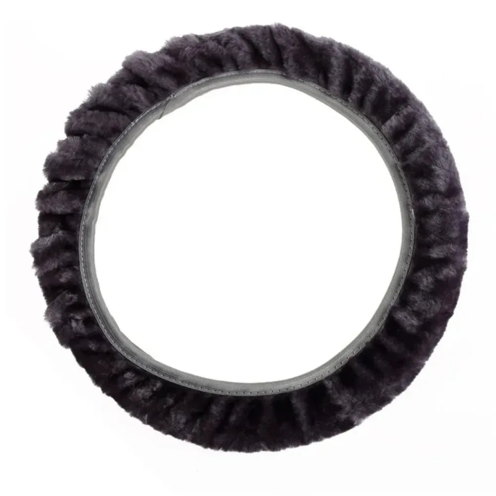 38cm Premium Soft Short Fur Car Steering Wheel Cover High-density Warm Plush Winter Steering Wheel Protector Cover Accessories