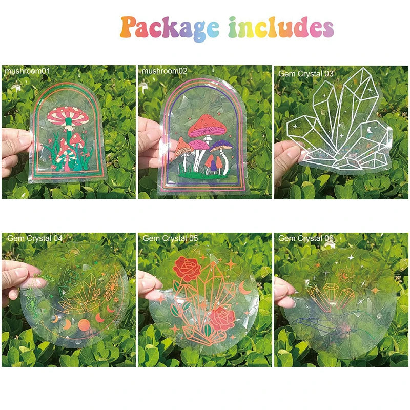 6Pcs/set Suncatcher Window Stickers Rainbow Maker PVC Glass Sticker Sun Catcher Wall Decal Art Home Bedroom Kids Room Decoration