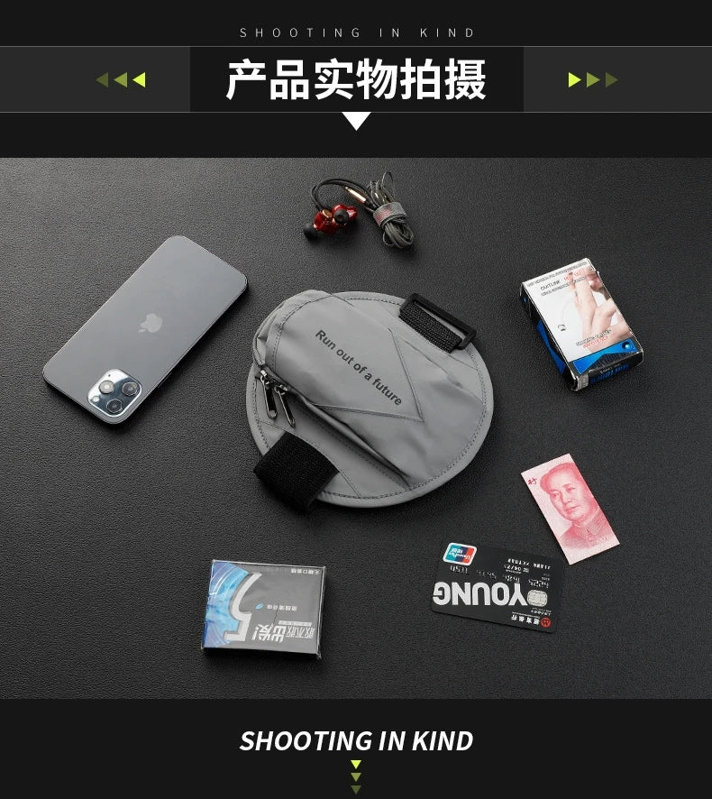 Outdoor Sports Running Fitness Mobile Phone Arm Bag Night Running Reflective Safety Wrist Bag Men and Women 6.5-Inch