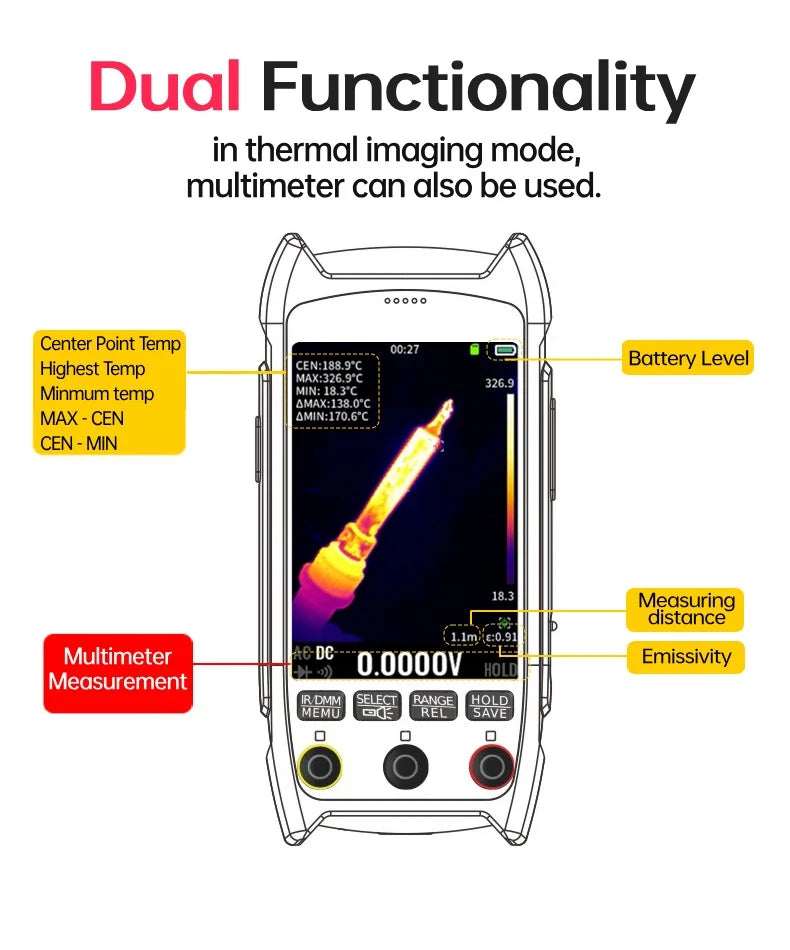 256*192 Industrial Thermal Camera 3.5Inch PCB Thermal Imager with 19999 Counts Multimeter Circuit Board Electrical Inspect