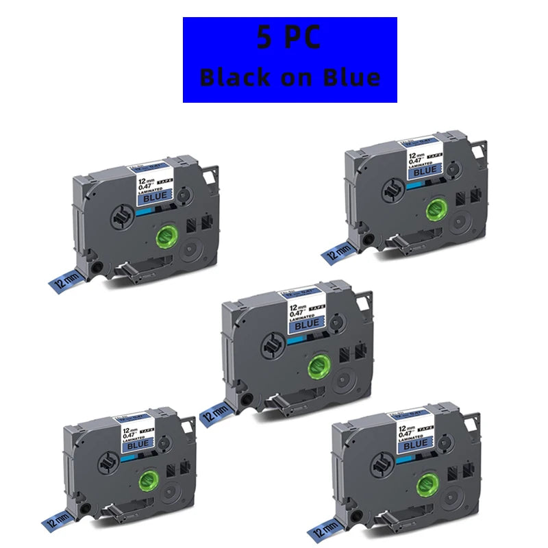 5 PC Compatible for Brother P-touch Tape laminated TZe231 TZe131 TZe431 TZe531 TZe631 TZe731 Label Ribbon for Brother 12mm Tape