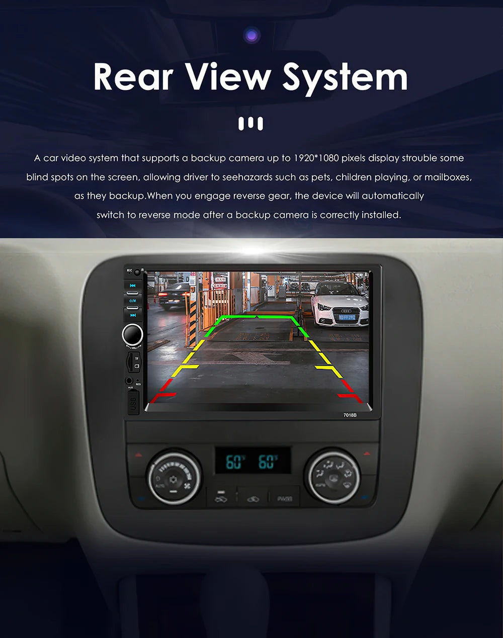 2 din 7 inch IPS Car Radio Multimedia CarPlay Android Auto 2din Autoradio Car Stereo Universal   Head Unit Rear View AHD Camera