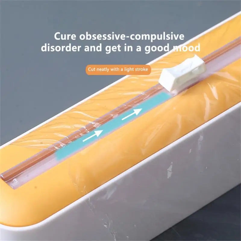 2023 Food Film Dispenser Magnetic Wrap Dispenser With Cutter Storage Box Aluminum Foil Stretch Film Cutter Kitchen Accessories