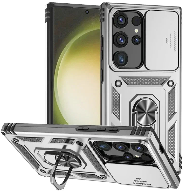 Armor Shockproof Phone Case For Samsung Galaxy S24 S23 S22 S21 S20 S10 Ultra S23FE S21FE Note 20 Lens Protect Ring Holder Cover