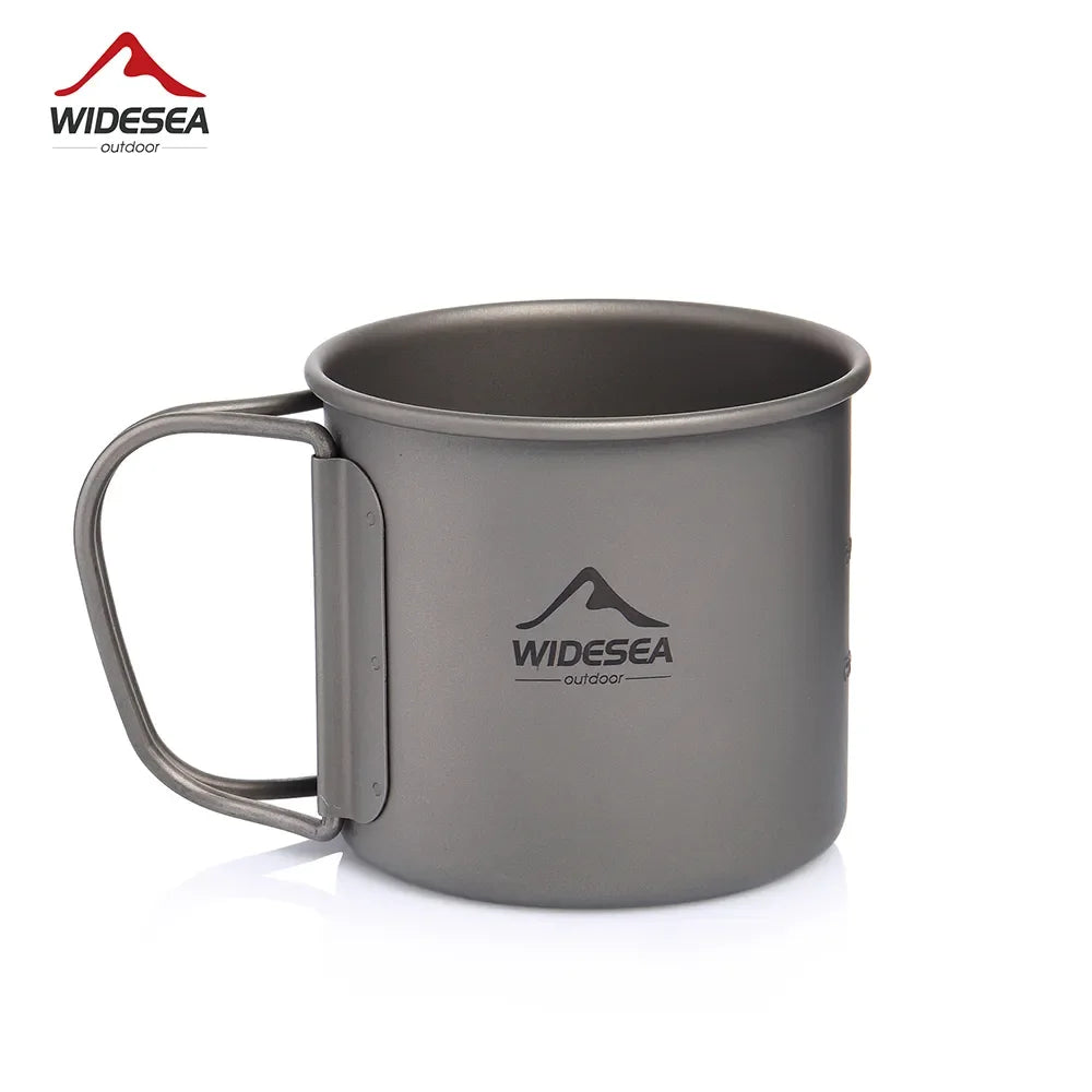 Widesea Camping Mug Titanium Cup Tourist Tableware Picnic Utensils Outdoor Kitchen Equipment Travel Cooking Set Cookware Hiking