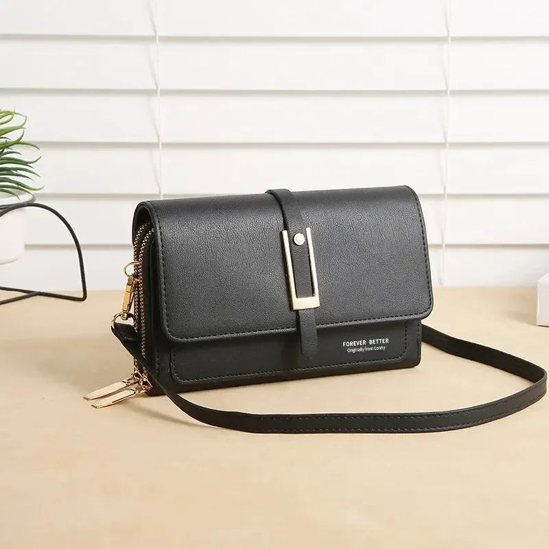 PU Material Women's Mobile Phone Bag Fashionable and Multifunctional Women's Small Square Bag Trendy and Retro Shoulder Bag