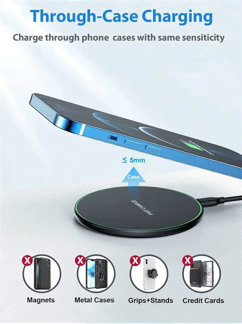 30W Wireless Charger Pad Stand Mobile Phone Chargers Fast Charging Dock Station For iPhone 15 14 13 12 11 Pro Max Samsung Xiaomi