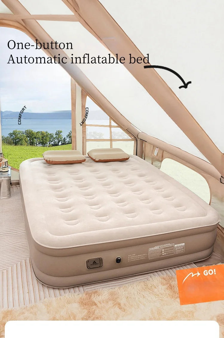 Outdoor inflatable mattress camping folding bed automatic inflatable gift 2 inflatable pillows