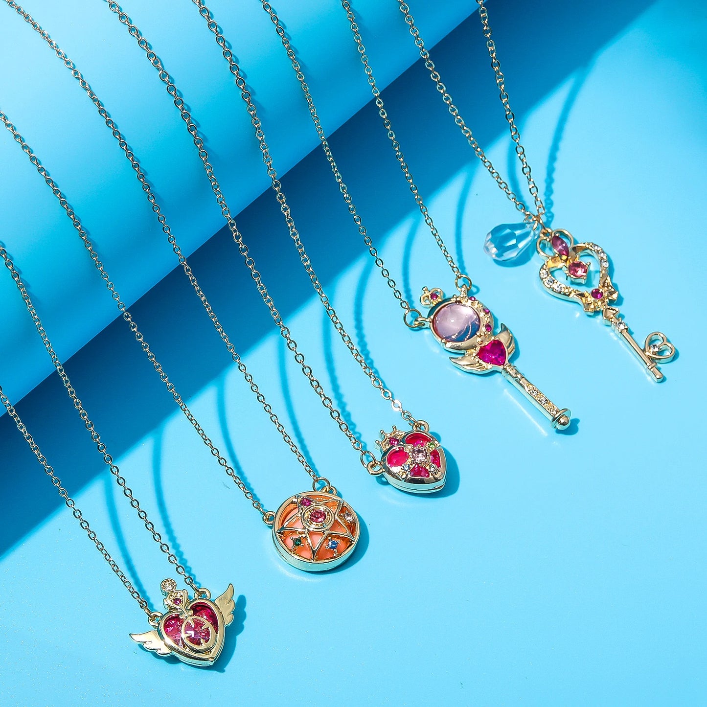 Anime Sailor Moon Necklace Love Wings Magic Stick Pendant Necklace Girl Jewelry Gift Cosplay Prop Choker