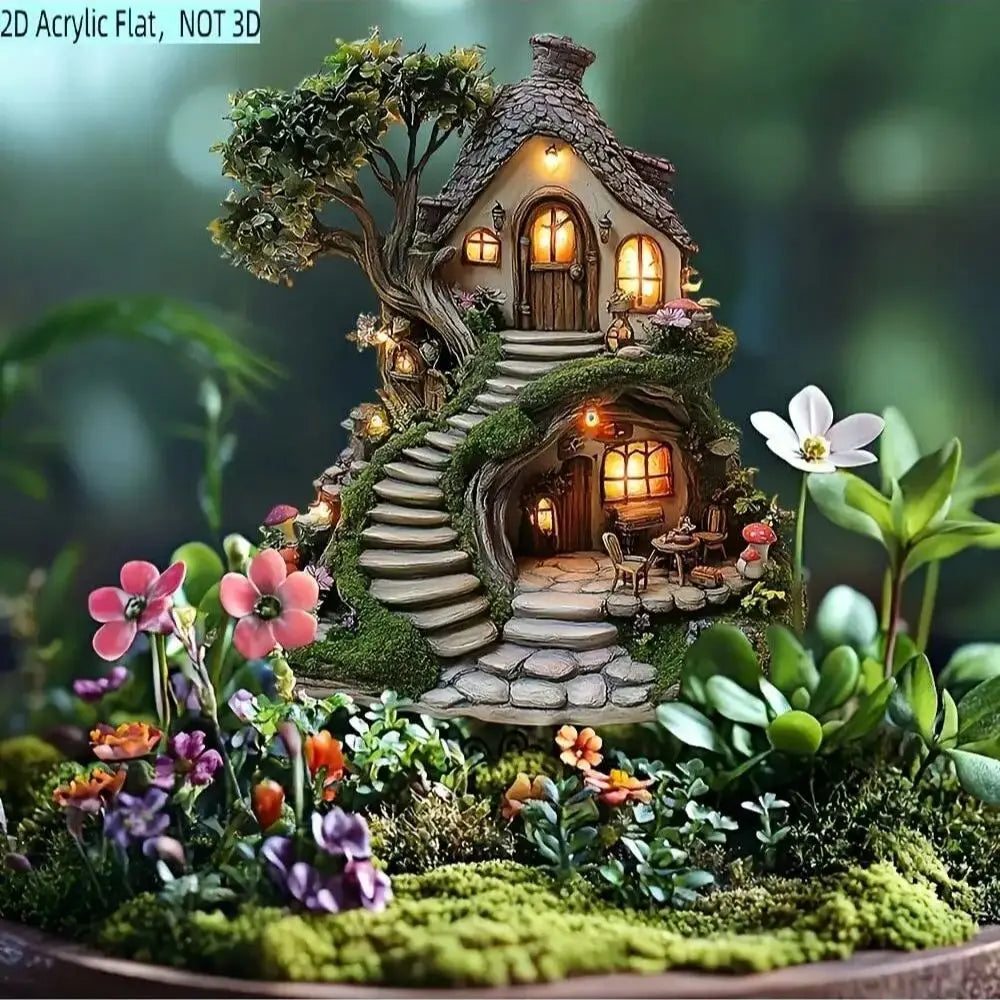 1PCS Whimsical Treehouse Outdoor Decoration Small Statue Potted Plant Decoration Flower Bed Courtyard Decoration Lawn Decoration