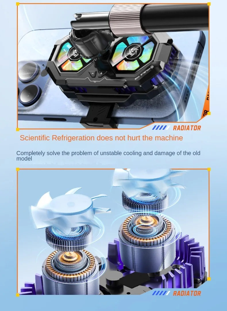 Dual Fan TEC Cooling Mobile phone radiator iPhone Samsung MOTOROLA Xiaomi Universal mobile phone Live cooler Mobile phone fan