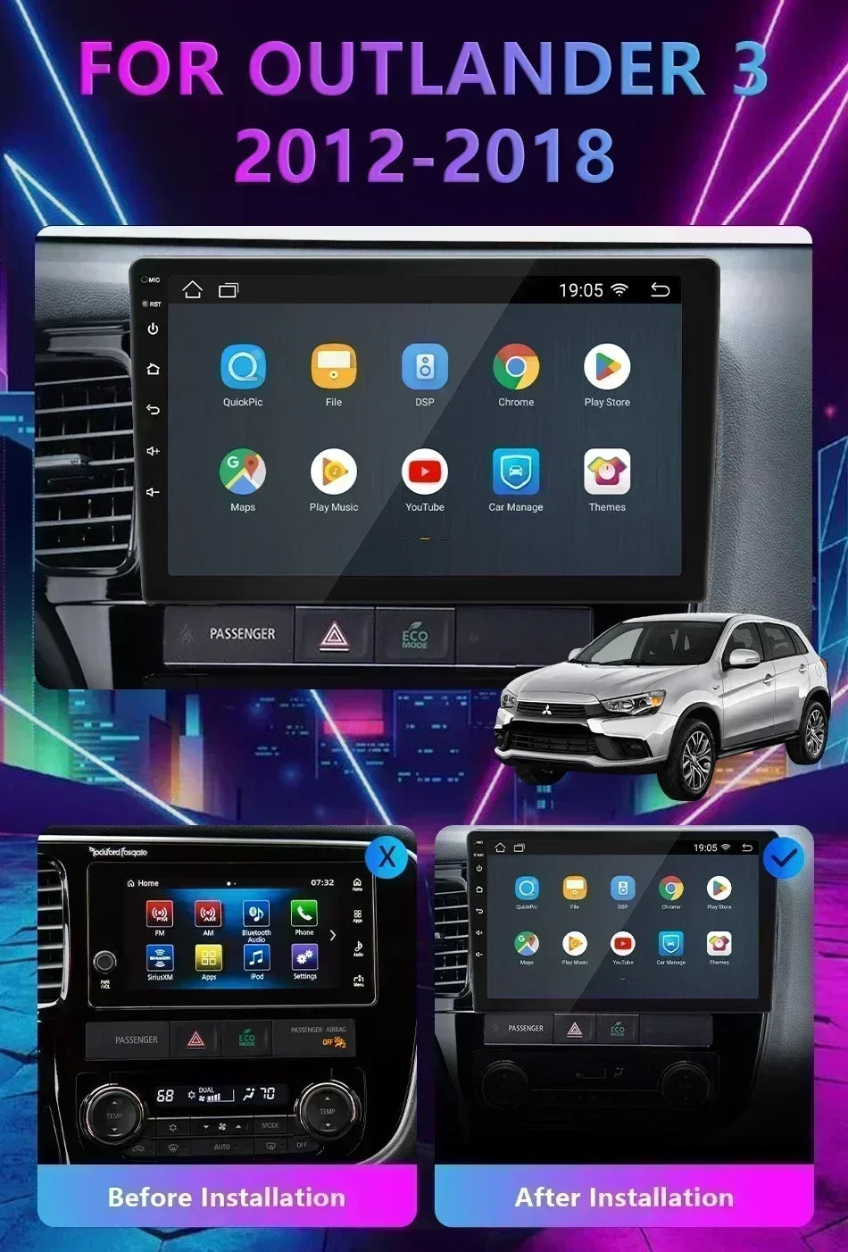BOSSCAR Car Radio 7"9"10"Multimedia Video Player Android Universal Carplay Rearview Camera Wireless FM GPS Bluetooth Autoradio