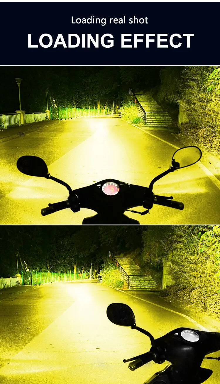 H4 H6 BA20D LED Motorcycle Light Bulb LED Fisheye Lens Dual Color White Yellow CSP Chip Motorbike Headlight Scooter Fog Lamp