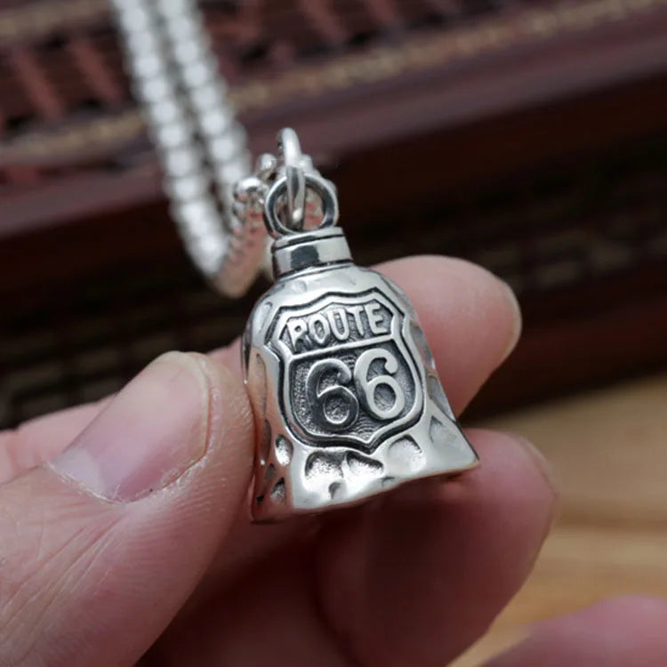 Biker Motorcycle Bell Necklace Charm Men\\\\'s Trend Jewelry Lucky Bell Pendant with Stainless Steel Chain