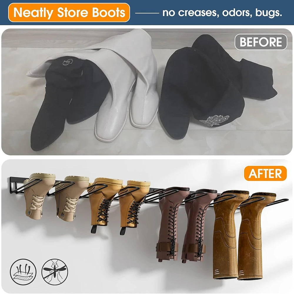 1pcs Boot Rack Hanger Wall Mounted- (4 Pair) Sturdy Metal Boot Organizer, Tall Shoe Holder for Closet, Entryway, Indoor, Garage