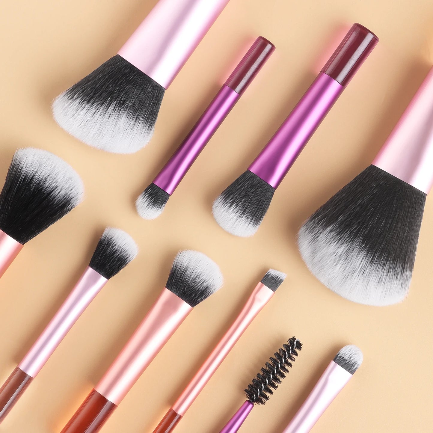 Makeup Brush Sets,10pcs Plastic Cute Portable Mini Multifunctional Makeup Brush Cosmetic Makeup Tool for Beginner