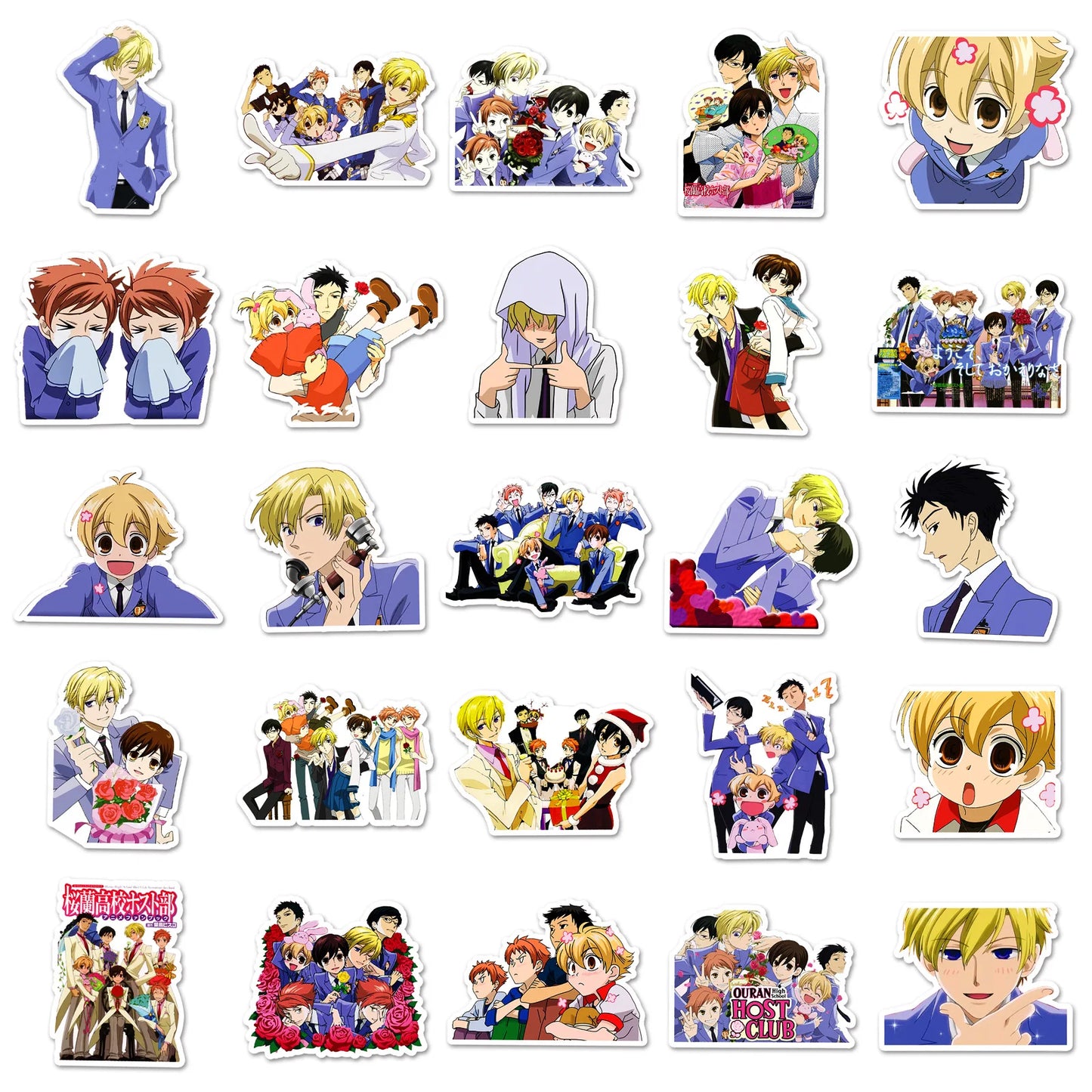 50Pcs Cartoon Ouran High School Host Club Graffiti Stickers Mobile Phone Skateboard Suitcase Water Cup Guitar Decorated Stciekr