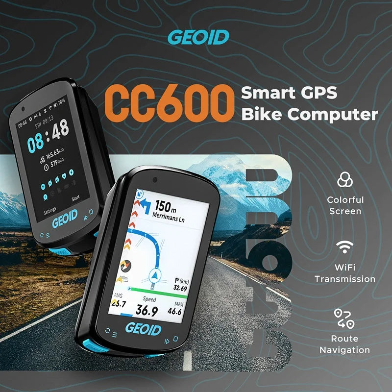 GEOID CC600 Smart Colorful Bike Computer Waterproof Wireless GPS Speedometer Support Automatically WIFI ANT+ Cycling Odometer