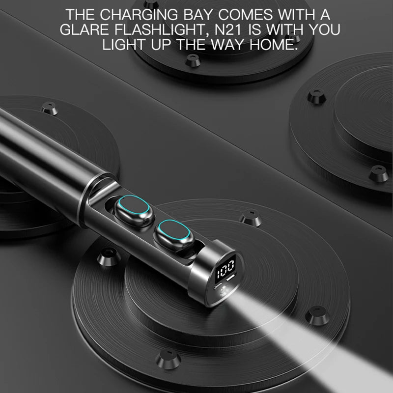 N21 TWS Mini Bluetooth Earphone Outdoor Sports Wireless Headset with Power Display Gaming Wireless Headphone Earbuds with Lights