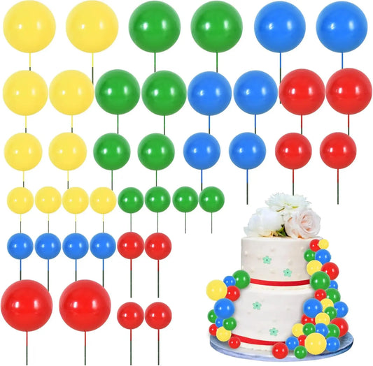 40 Pcs Mini Balls Cake Decorations Foam Balls DIY Cake Topper Insert Balls  for Baking Birthday Wedding Baby Shower Anniversary