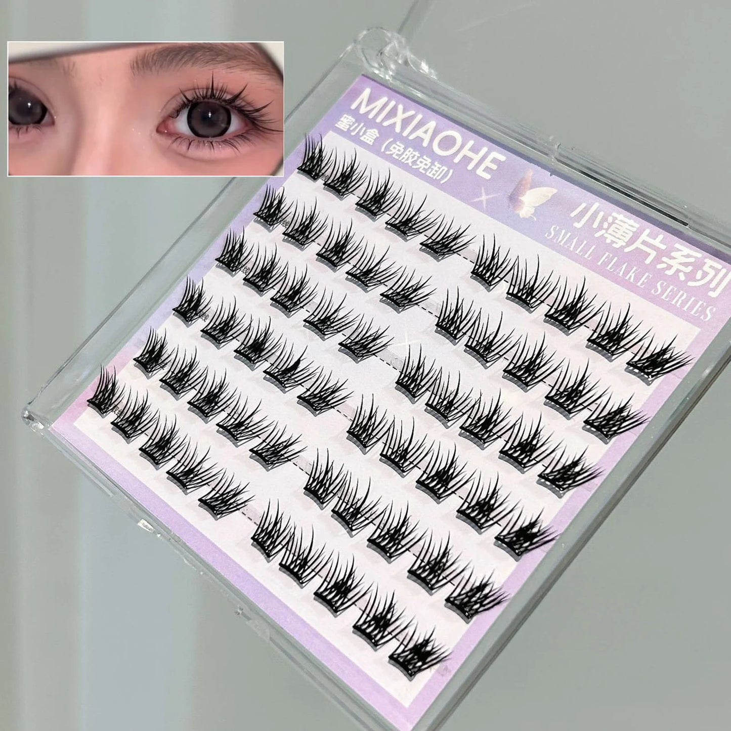 Korean Style False Eyelashes 8-13mm Self Sticking Eyelashes Clusters Glue Free Wispy Lashes for Women Party Daily Wear