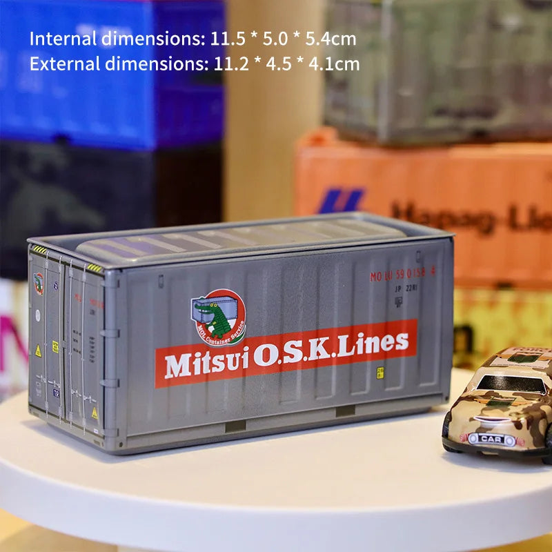 Mini Simulation Shipping Container Model Metal Storage Box Creative Desktop Organizer Ornaments Iron Box Home Office Decoration