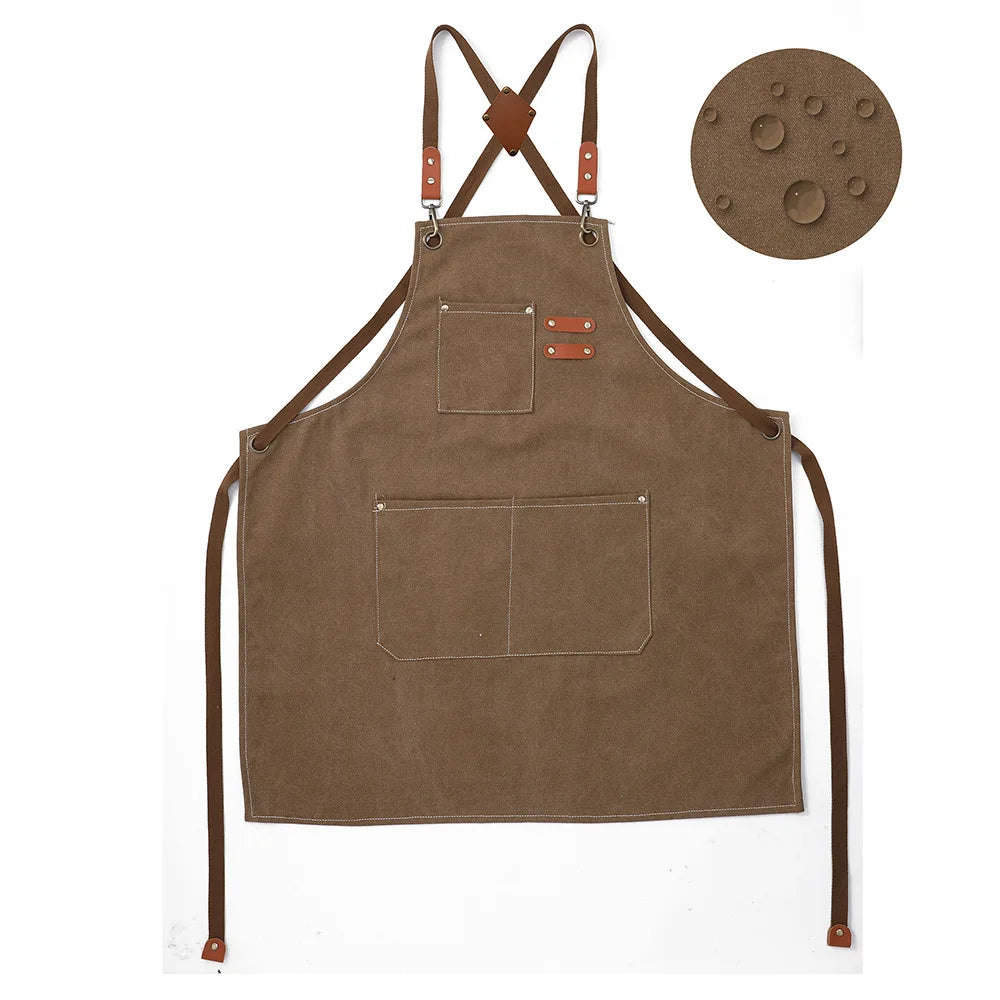 Kids Thick Canvas Denim Bib Apron Children Outdoor Kitchen Art Apron Cooking Workshop Heavy Work Apron Fabric Work Kindergarten