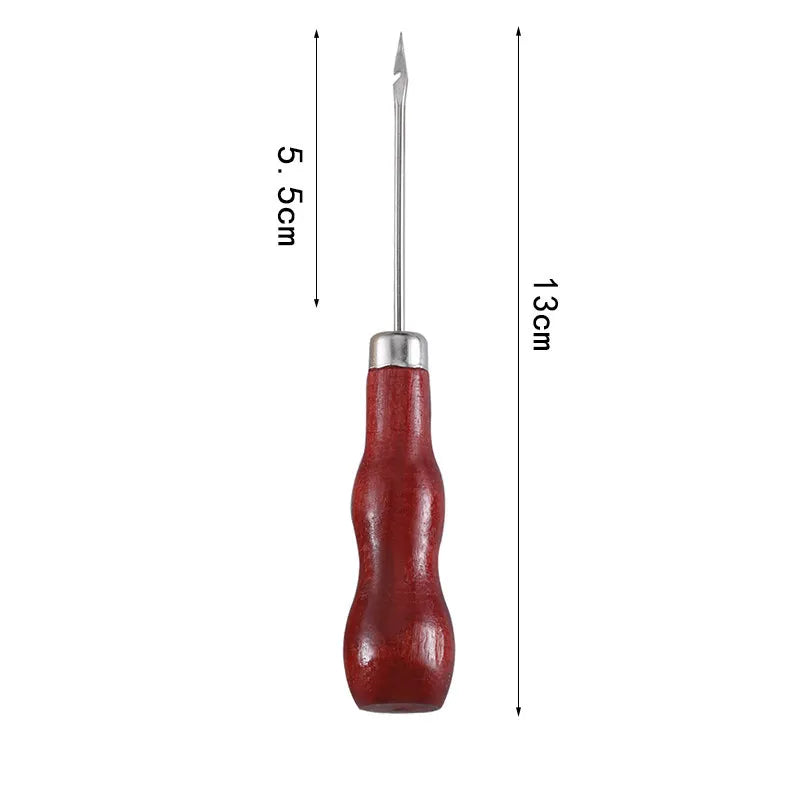 1PC/8PCS Awl Pricker Hole Maker Tool Punch Sewing Stitching Leather Craft Wooden Handle