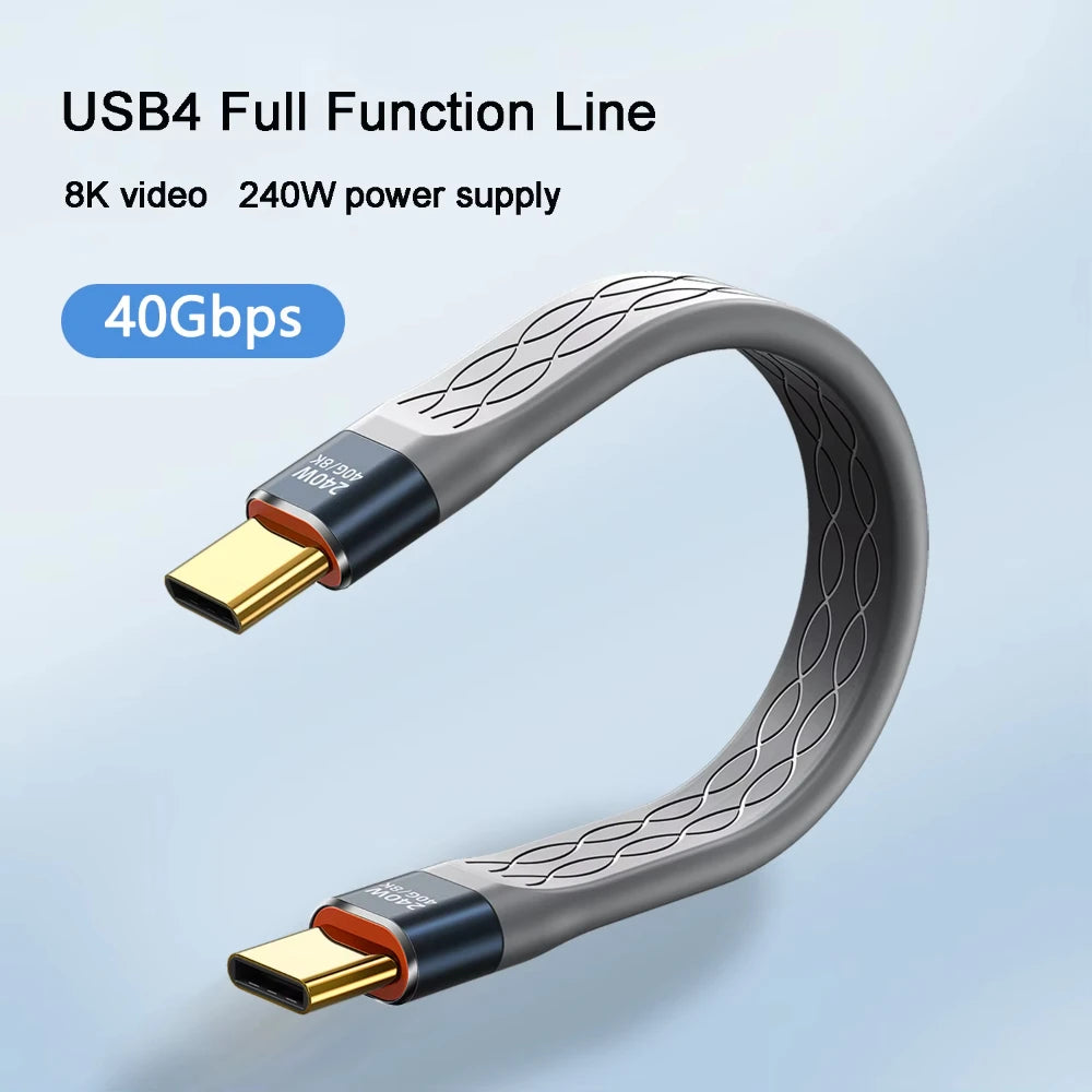 NNBILI USB4 Data Cable 40Gbps USB C to Type C Short Cable PD 240W 8K 60Hz for Thunderbolt 3/4 iPhone 15 Pro Max SSD Power Bank