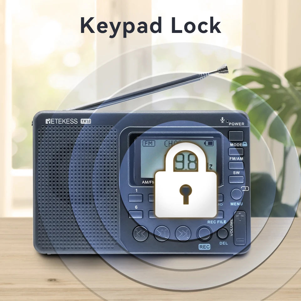 RETEKESS V115 Radio FM AM SW Portable Radios Rechargeable  Radio Batteries multiple bands  USB Recorder Speaker for Elders TX32