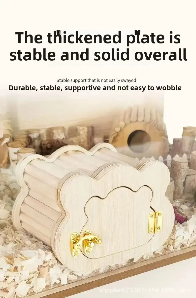 Hamster Voyeur Series Wooden Nest House Avoidance Observation House Cute Golden Bear Flower Branch Mouse Entertainment Intera