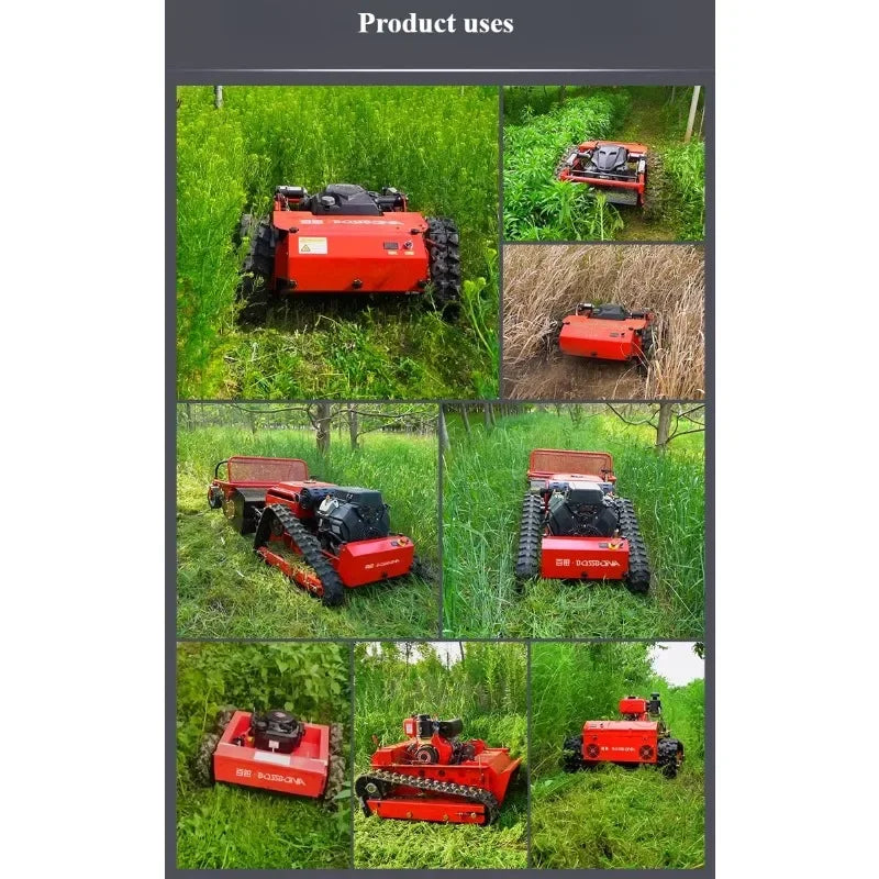 Remote Control Lawn Mower for Orchard Tea Garden Multifunctional Tracked Wireless Grass Trimmer Shredder Land Clearing Machine