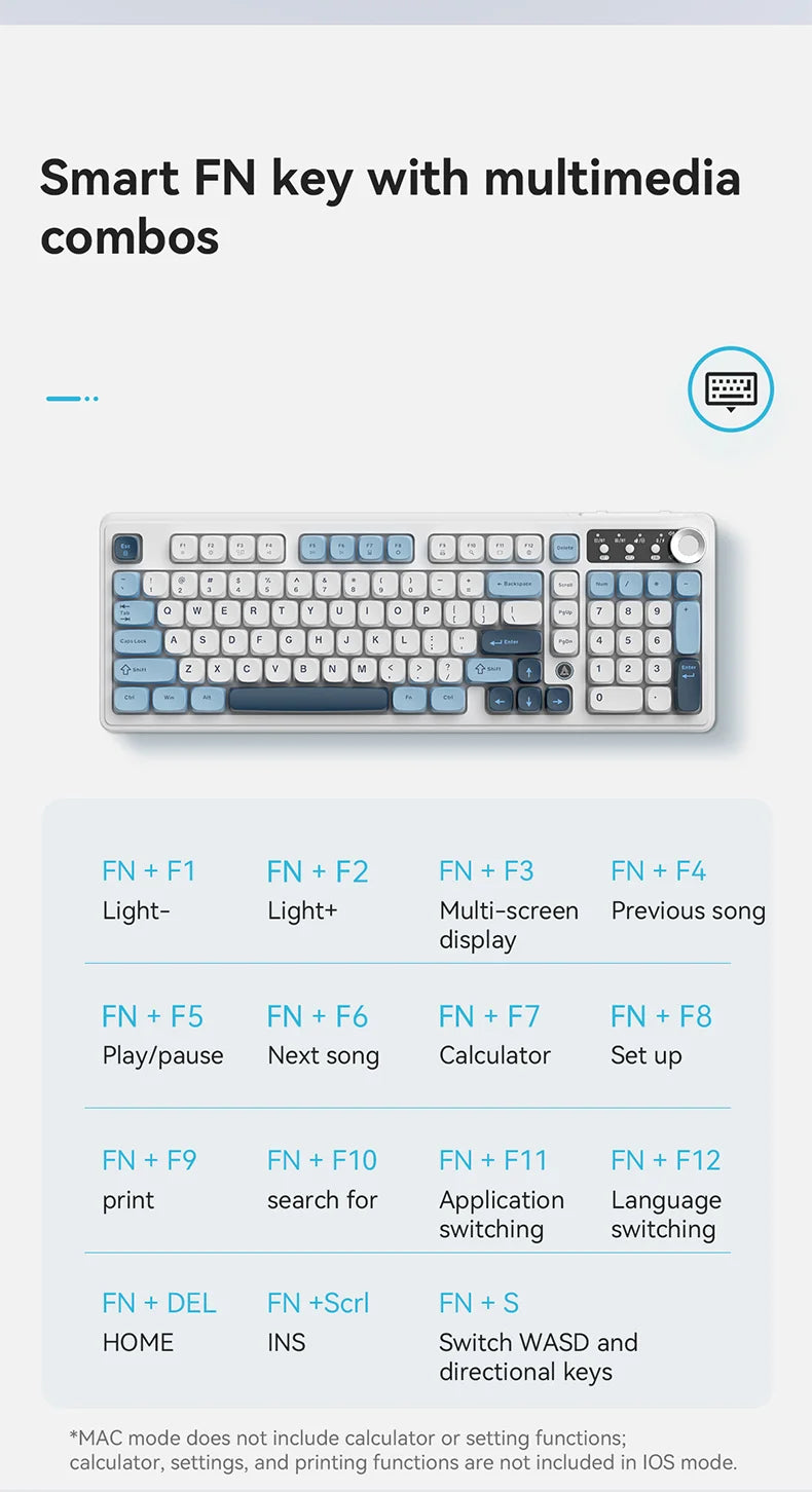 AJAZZ AF98 wireless\wired-film keyboard film keyboard feel 99-key desktop computer external office gaming game home typing