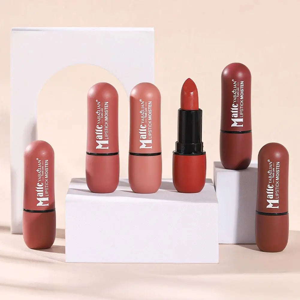 6-Color Matte Lipstick: Velvet Lip Color, Smooth, Waterproof, Long-Lasting Color Lip Makeup