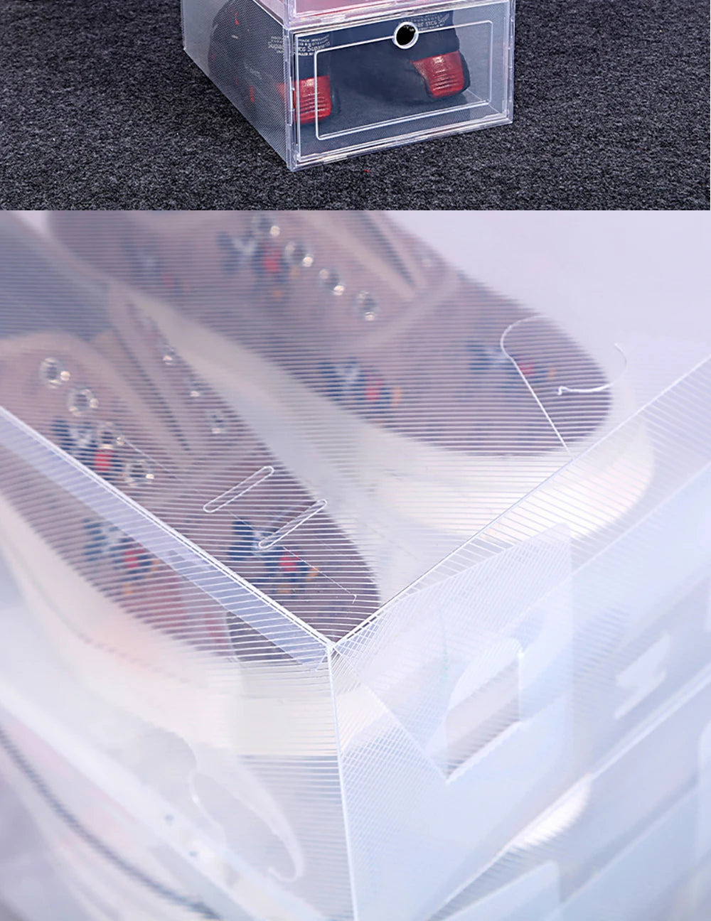 6 Pack Transparent shoe box shoes organizers thickened foldable Dustproof storage box Stackable combined shoe cabinet Sale