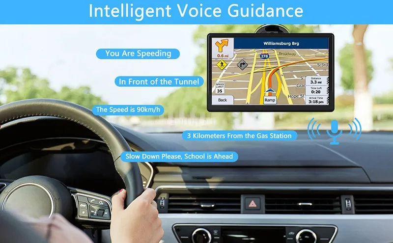 EOENKK 7 Inch Car Truck GPS Navigation Global Maps Europe North America Sat Nav Accessories 8GB Lifetime Free Updates