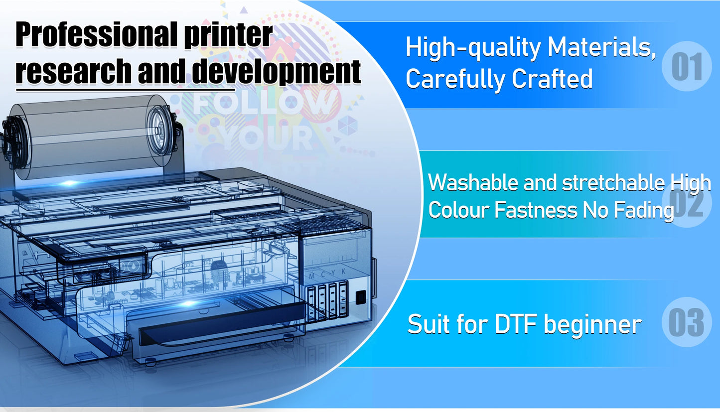 A4 XP600 DTF Printer T shirt Printing Machine L8058 DTF Printer with Roll Feeder For Jeans Clothes Direct to Film impressora dtf