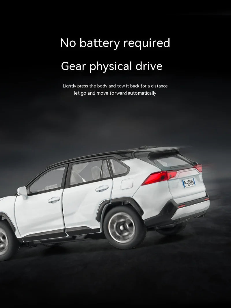 1:32 Diecast RAV4 Car Model - Lights, Sound, Steering! Perfect Kids' Birthday Gift.Off-Road Tundra Truck Toys Ideal for Kids