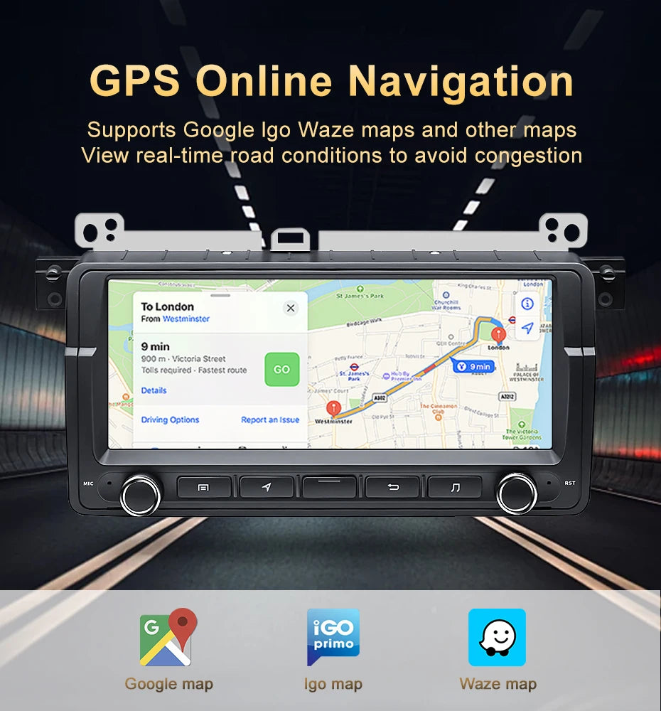 8.8" 2 Din Android 13 Auto Radio Car GPS Navigation Multimedia Player For BMW E46 320i 325i 323i 330i Stereo System Carplay Wifi