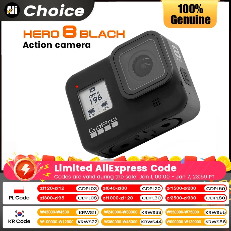 GoPro hero 8 Black stable 4K video 12MP photo portable 1080p live broadcast Motorcycle and Skiing Sports go pro Camera