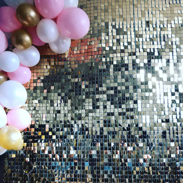 1000pc Shimmer Sequin Party Backdrop Curtain Metallic Foil Fringe Birthday Wedding Wall Decoration Photo Zone Booth Glitter Gold