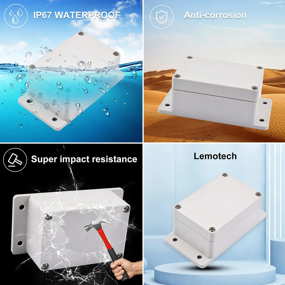 ABS plastic case grey waterproof electronic project box DIY case with ears waterproof case instrument box electrical supplies