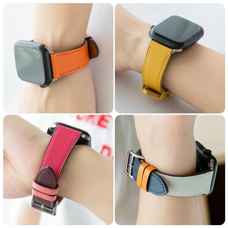 Leather Loop Band for Apple Watch Ultra 49mm 45mm 40mm Sport Strap Wristband Bracelet for IWatch Series 10 9 8 7 6 3se 42mm 46mm