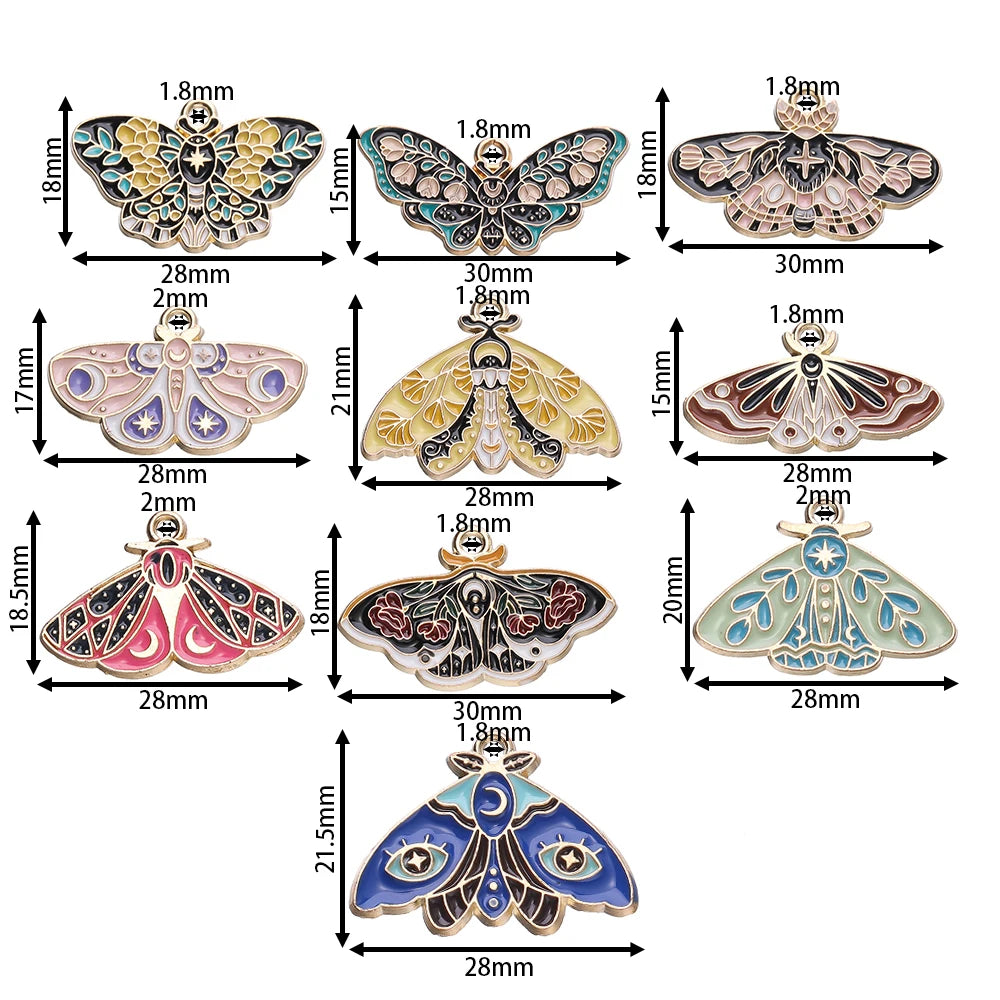 10Pcs/lot 10 Styles Alloy Metal Drop Oil Butterfly Charms Animal Pendant For DIY Bracelet Necklace Jewelry Making Accessories