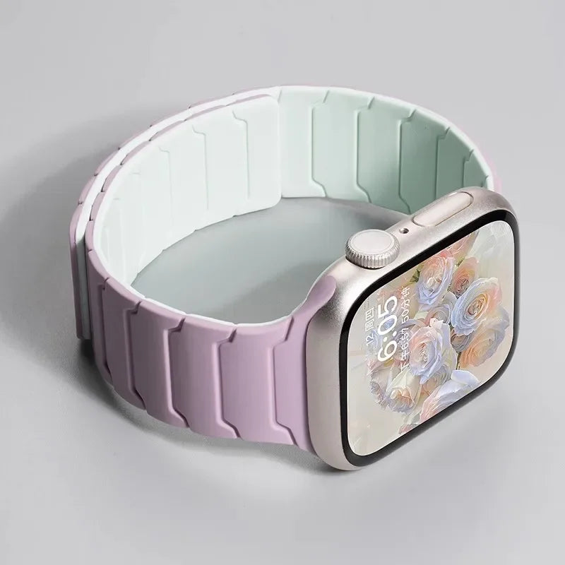 Magnetic Silicone Strap for Apple Watch Band Ultra 2 49mm 46mm 45mm Bracelet for Iwatch Series 10 9 8 7 6 SE 5 38 44mm 42mm 40mm