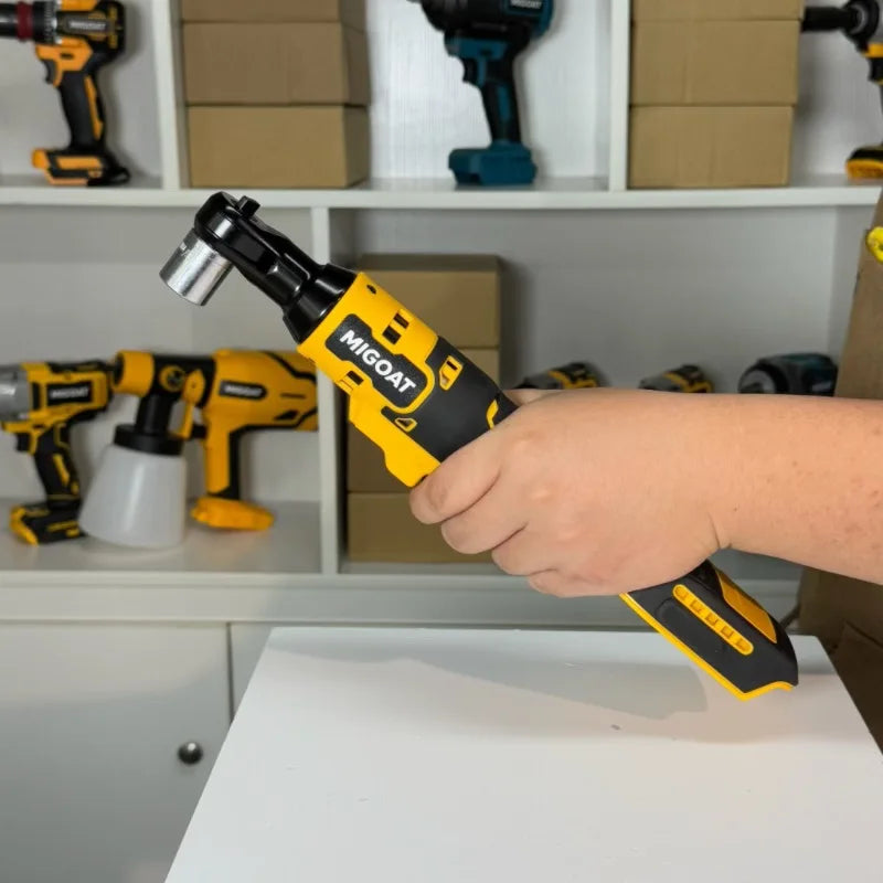 MIGOAT Cordless Electric Ratchet Wrench - 3/8 Inch Drive Brushless Motor Pump Action Design, For Makita 18V-21V Battery