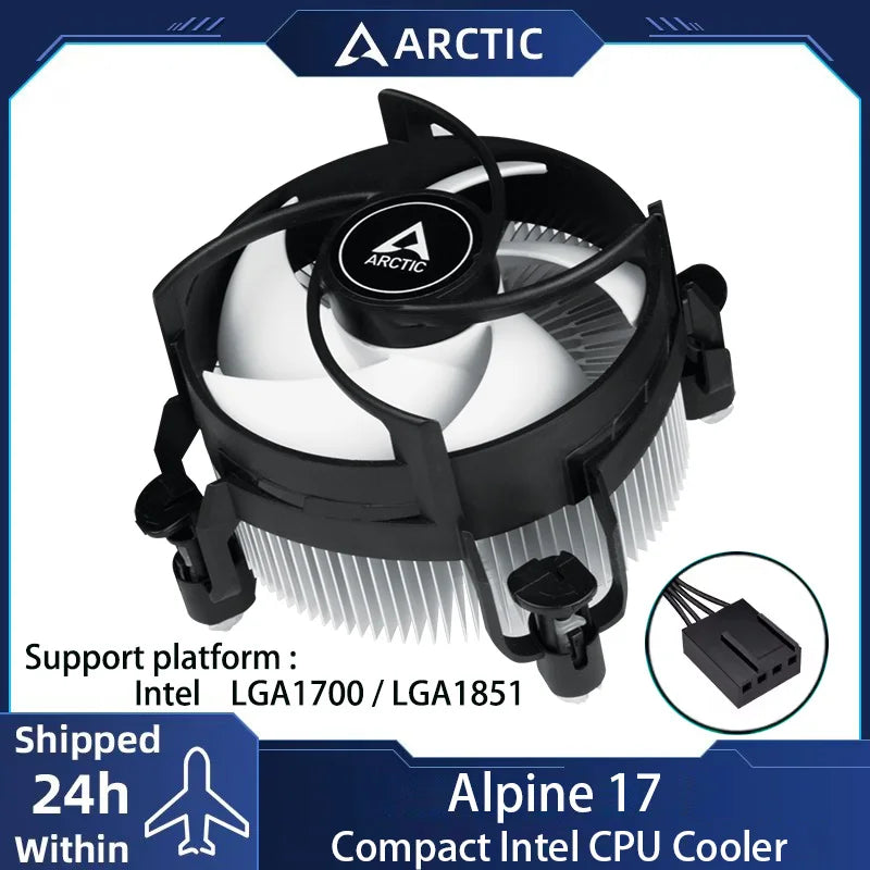 ARCTIC Alpine 17 - Intel CPU Cooler, 92 mm PWM Fan, Radial Heatsink, Top Blower, Intel LGA 1700, 4-Pin Connector