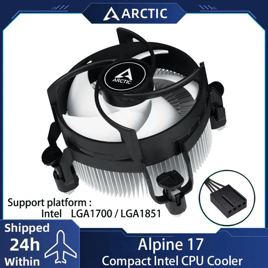 ARCTIC Alpine 17 - Intel CPU Cooler, 92 mm PWM Fan, Radial Heatsink, Top Blower, Intel LGA 1700, 4-Pin Connector