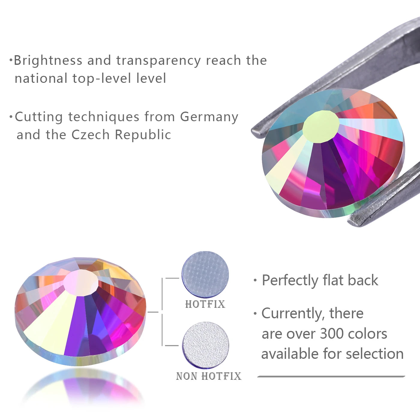 QIIY 1440Pcs Mix Size SS3-SS20 Clear Crystal FlatBack Rhinestones Non-Hotfix Glass Decorations DIY Glitter Stones 3D Nail Art